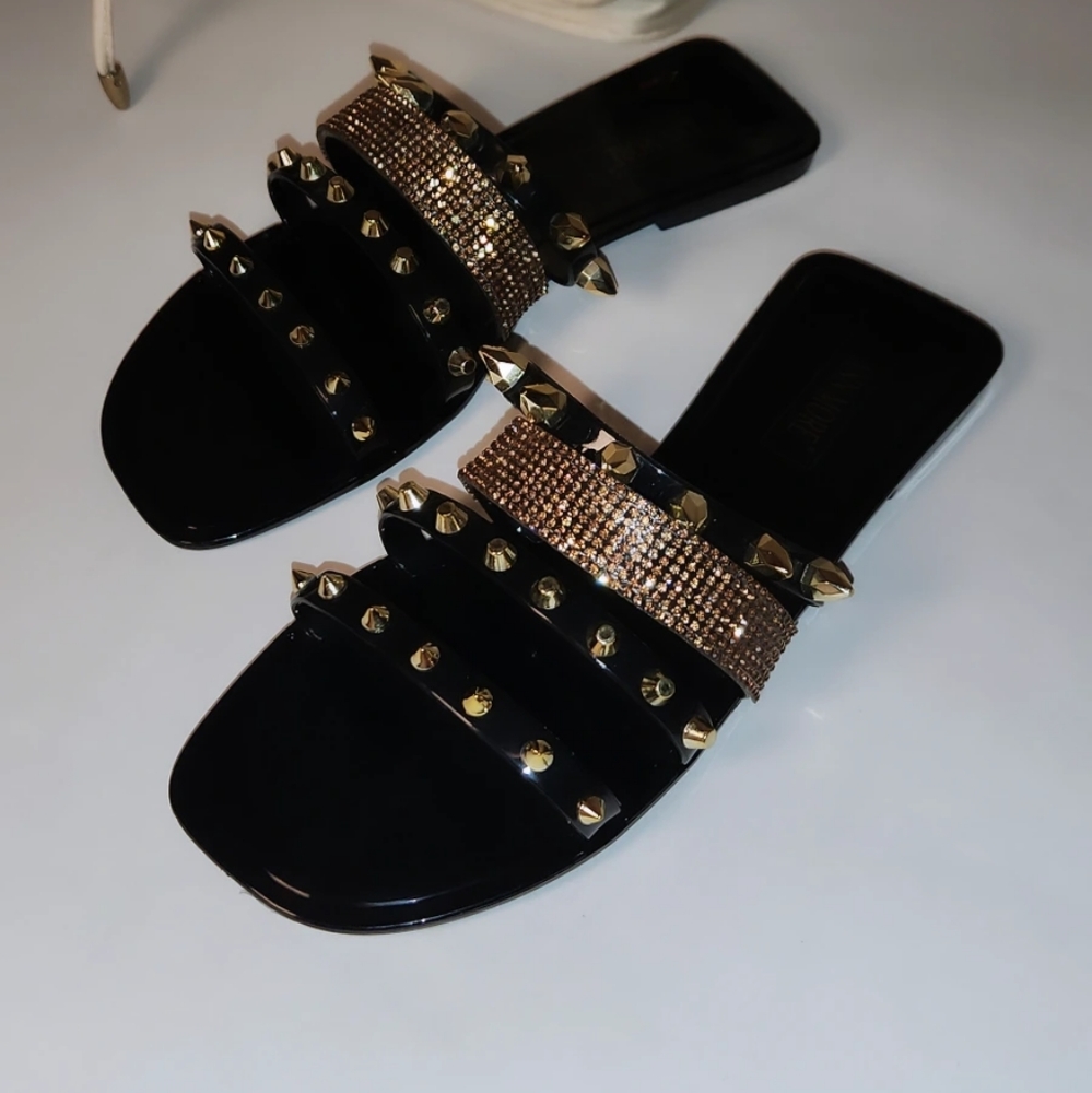 black studded sandals